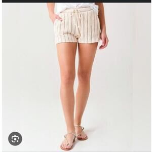 Faherty Women's Pacifica Terry Cloth Cream Stripe Drawstring Coastal Shorts- S